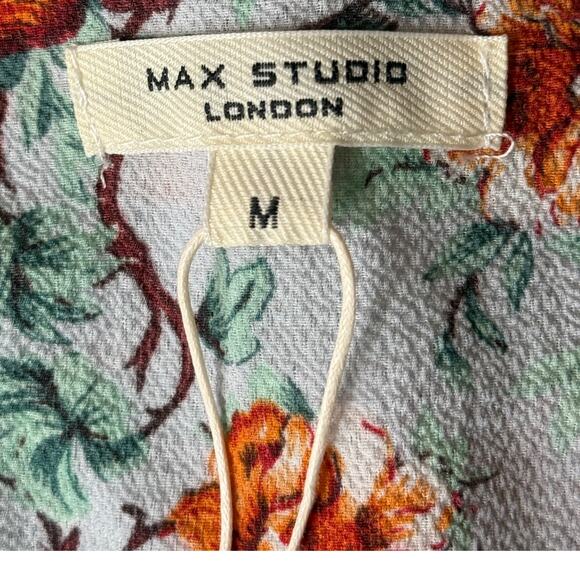 Max Studio ruffle crepe high low wrap midi dress size Medium M - Picture 6 of 8